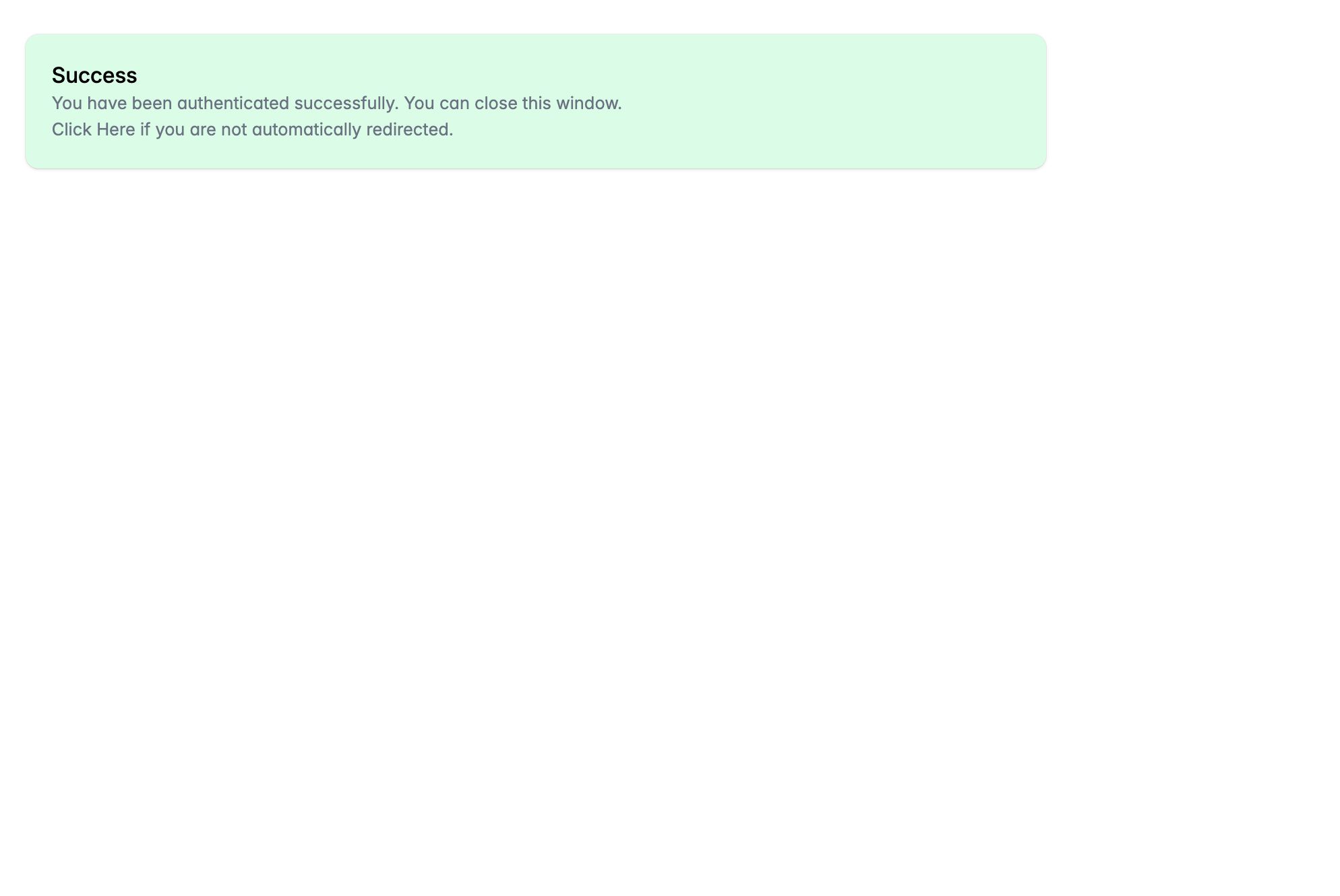 Authentication Success Screen