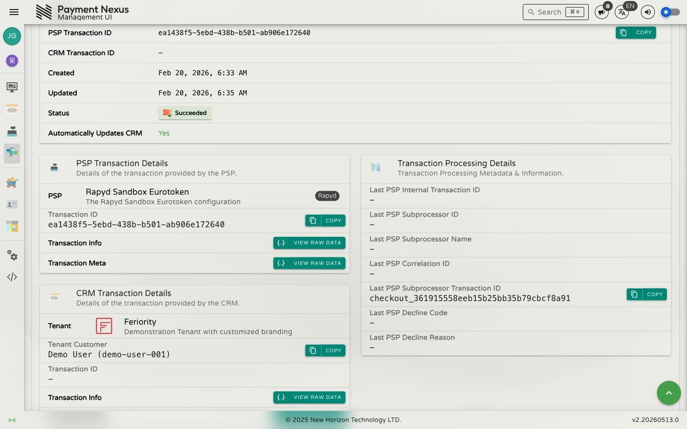 PIT detail toolbar showing View, Disposition, Advanced, Audit, and Refresh from PSP buttons alongside navigation links