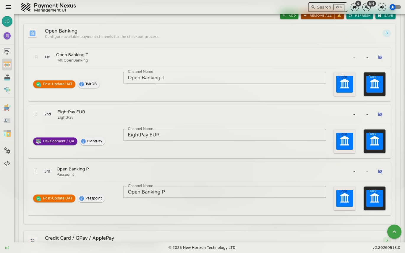 Channel card showing the Channel Name text field and the Light Icon and Dark Icon upload fields